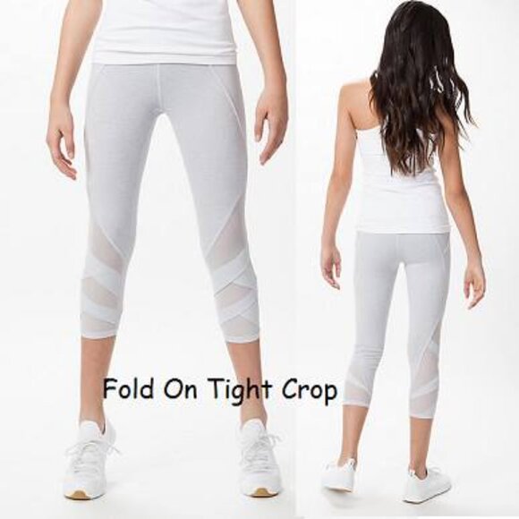 Ivivva Girl by Lululemon 🍋Fold On Tight Crop grey mesh pockets size 14 - Picture 2 of 7